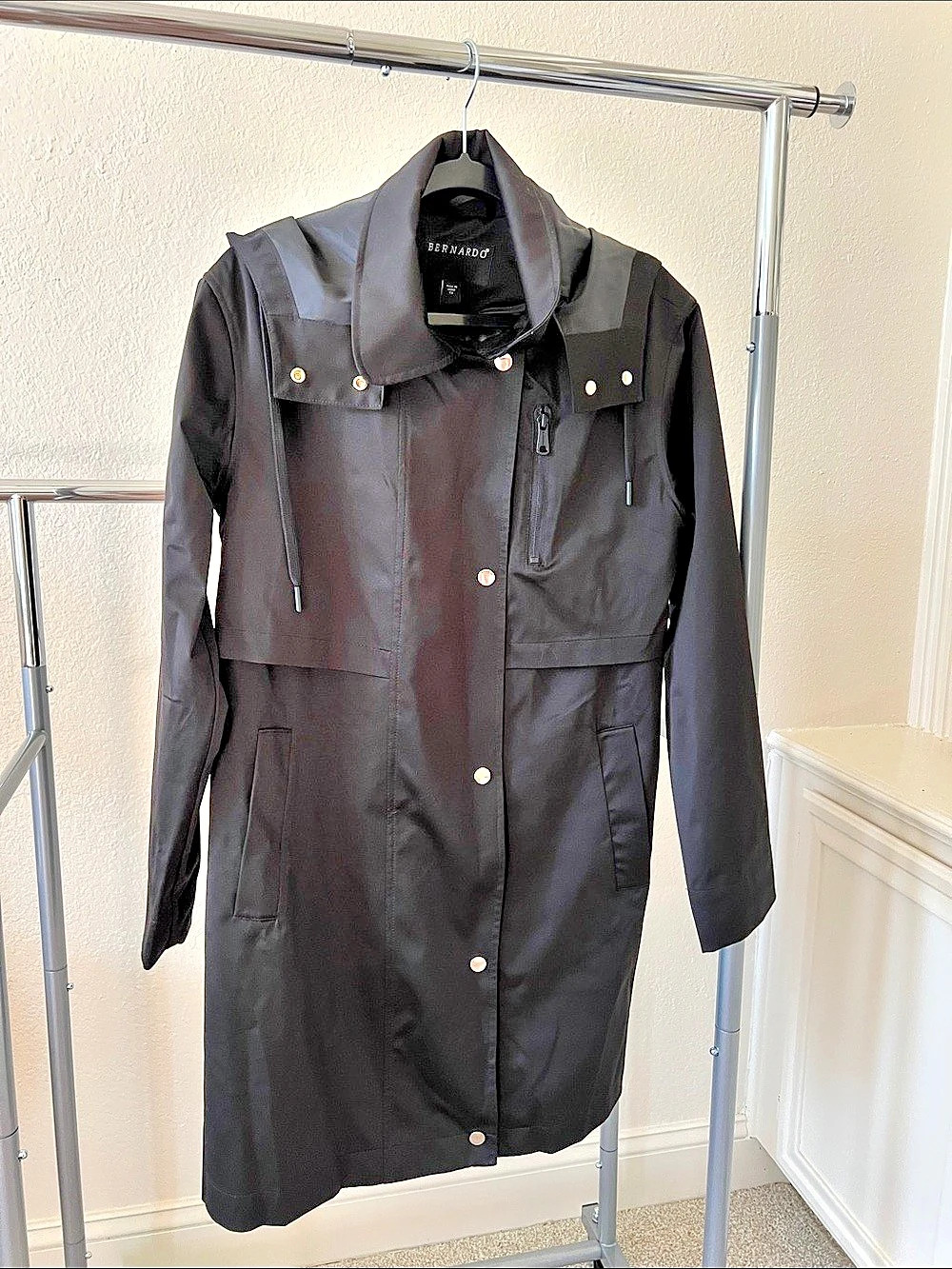 Bernardo Women's Hooded Trench Coat Black XS